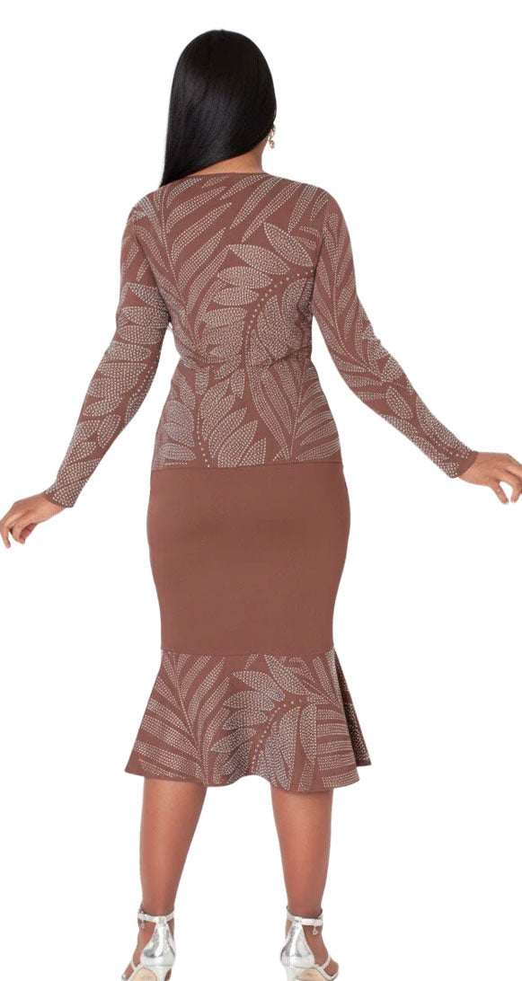 Kayla Knit Skirt Suit 5396-Brown