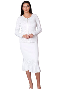 Kayla Knit Skirt Suit 5396-White Multi