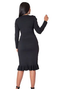 Kayla Knit Skirt Suit 5393-Black