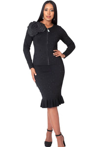 Kayla Knit Skirt Suit 5393-Black