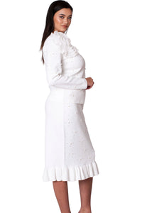 Kayla Knit Skirt Suit 5393-White