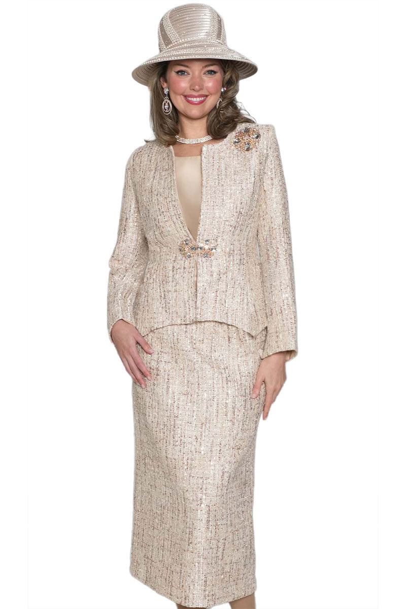 Lily And Taylor Skirt Suit 5134-Gold Multi