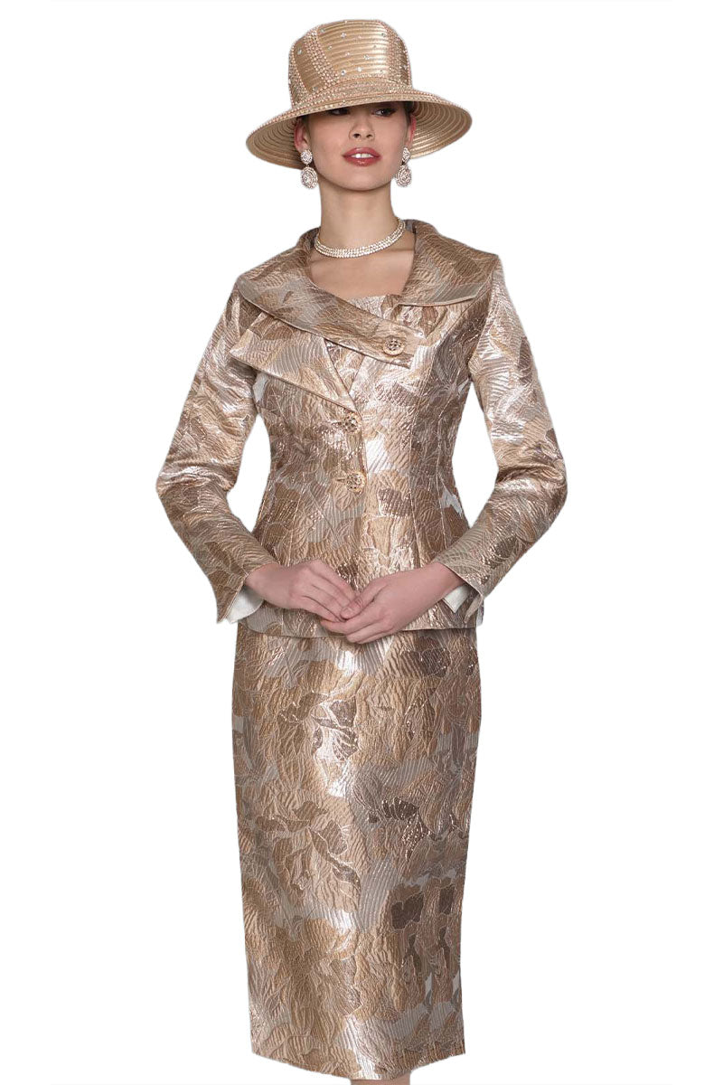 Lily And Taylor Skirt Suit 5182-Gold Multi