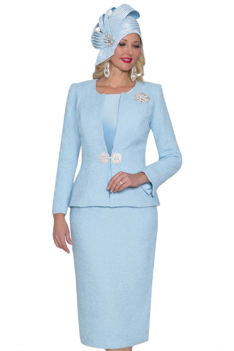 Lily And Taylor Skirt Suit 5160-Ice Blue