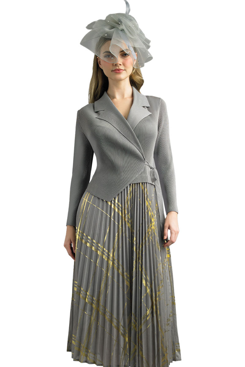 Lily And Taylor Church Dress 5092-Silver/Gold