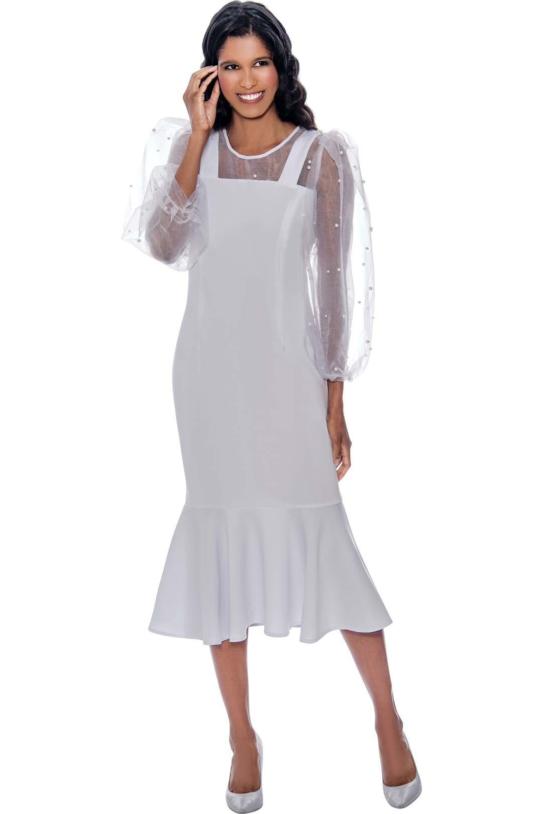 Nubiano Dress 1961C-White - Church Suits For Less