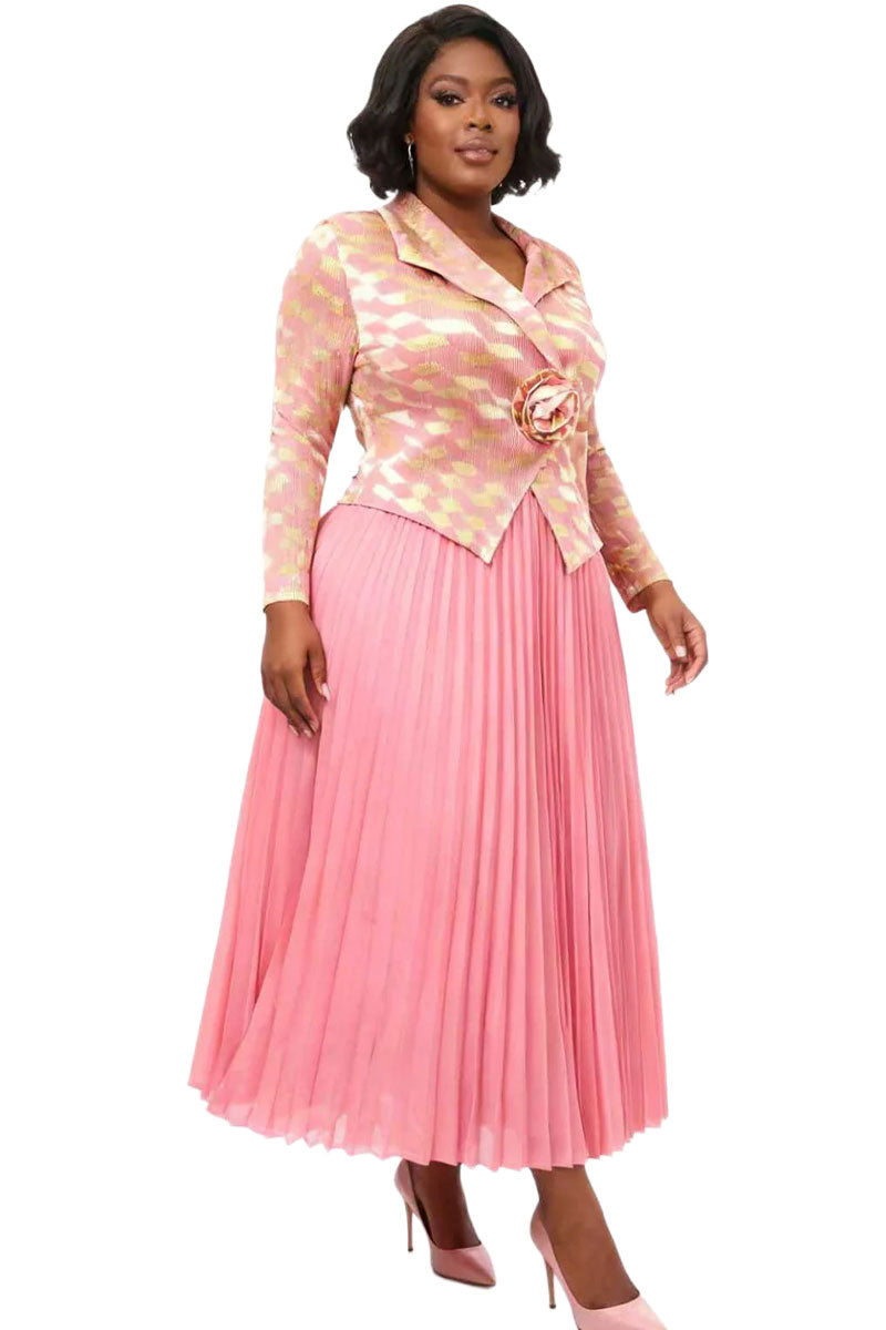 Pleated Skirt Suit 83008-Pink