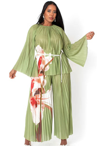 Wide-Leg Pantset 82907-Olive