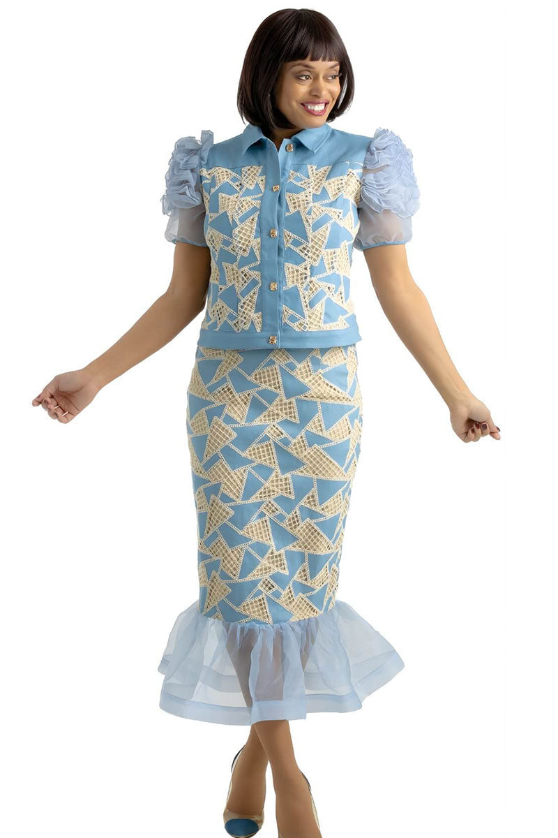 Sharz B. London Church Suit SBL8062-Light Blue