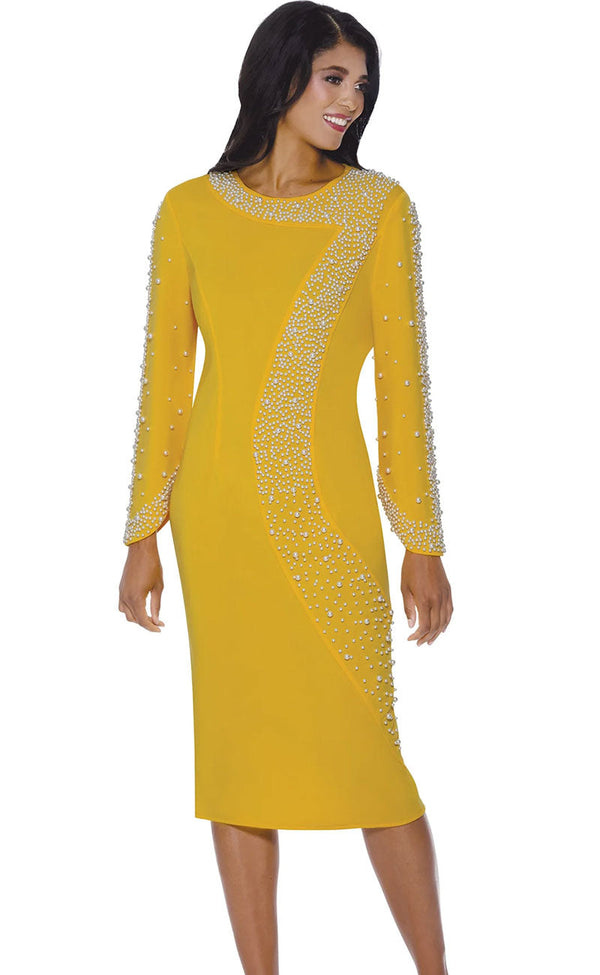 Stellar Looks Church Dress 600561-Gold - Church Suits For Less