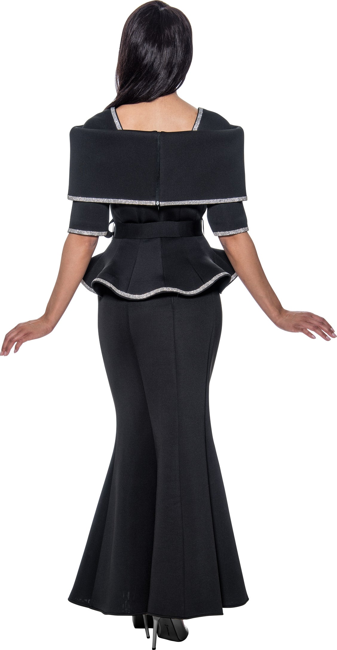 Stellar Looks Skirt Suit 1692C-Black - Church Suits For Less