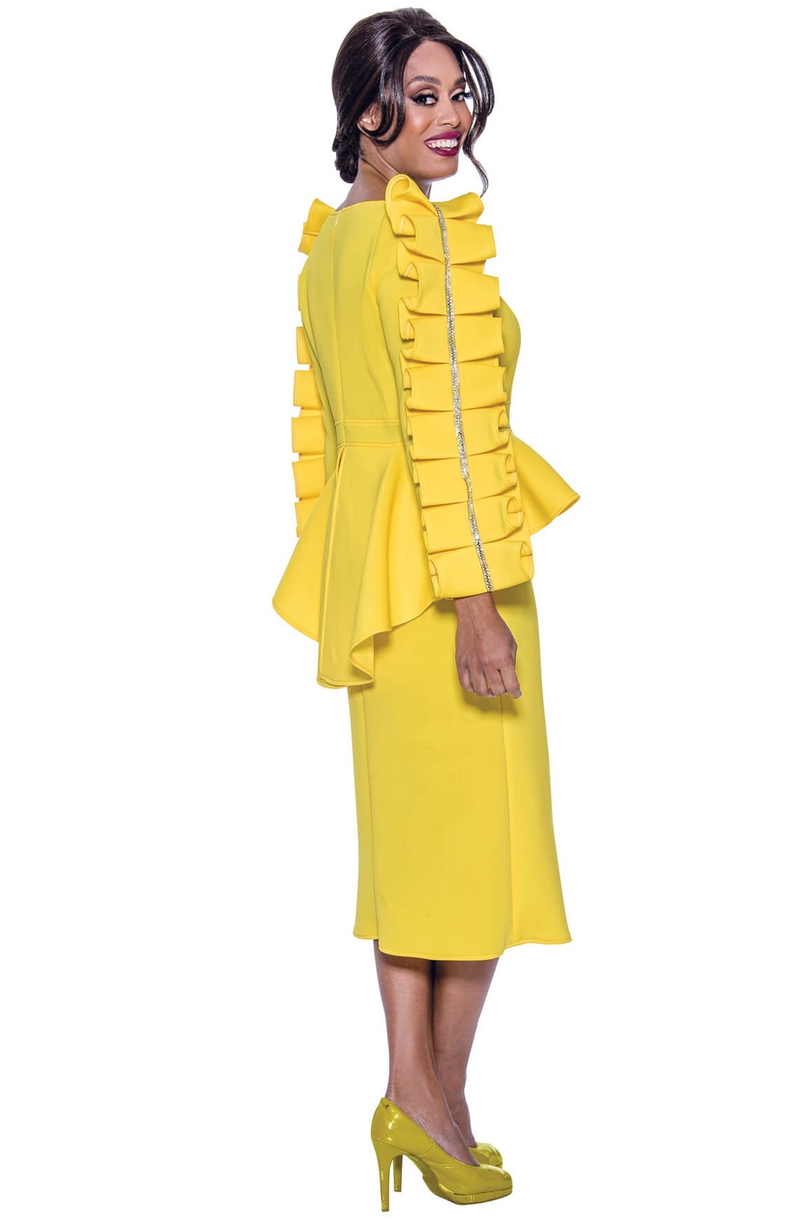 Stellar Looks Skirt Suit 1771C-Yellow - Church Suits For Less