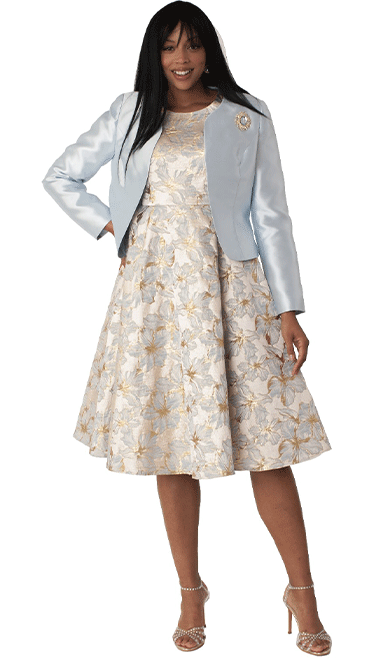 Tally Taylor Dress 4819-Blue/Gold - Church Suits For Less