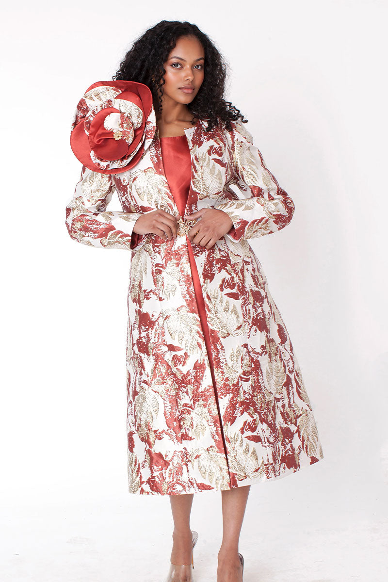 Tally Taylor Church Dress 4859-Coral/Gold