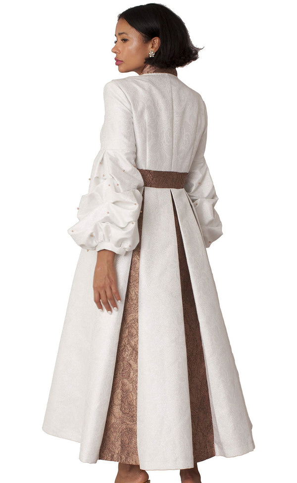 Tally Taylor Church Robe 4850-White/Gold - Church Suits For Less