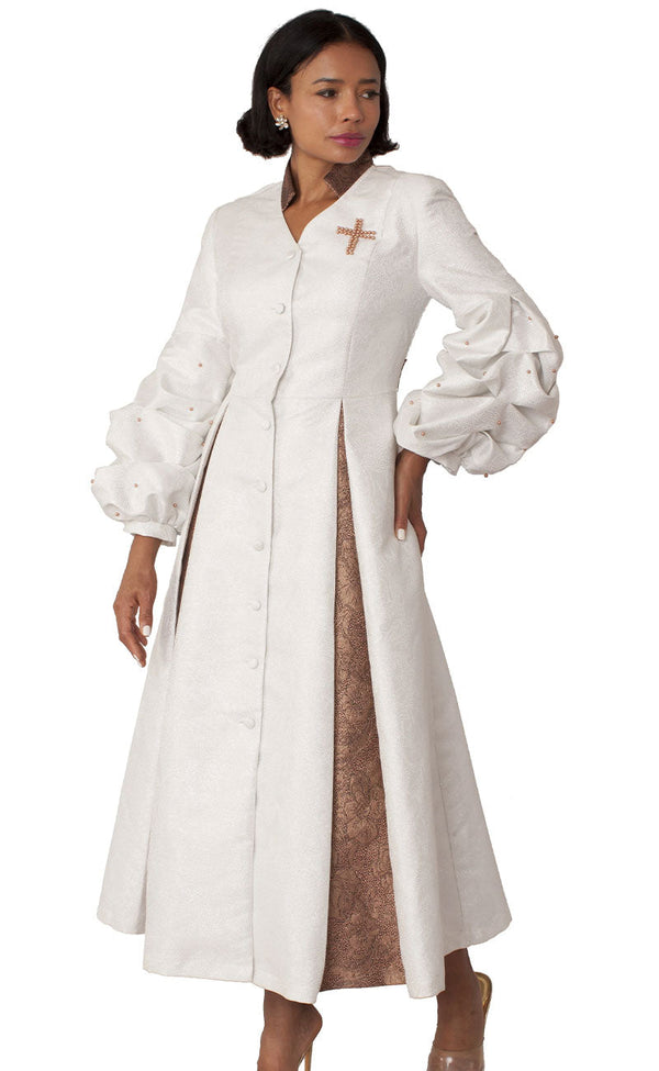 Tally Taylor Church Robe 4850-White/Gold - Church Suits For Less