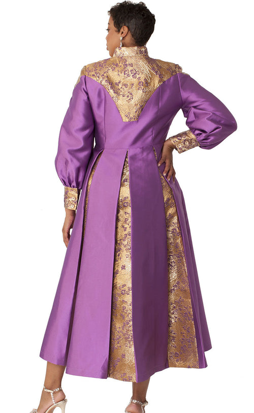 Tally Taylor Church Robe 4851-Purple/Gold - Church Suits For Less