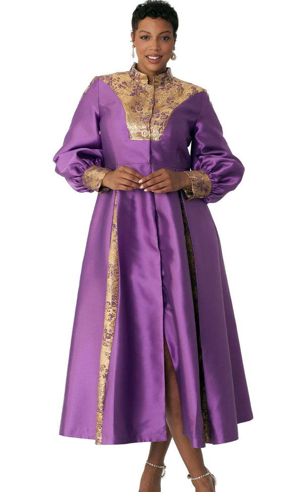 Tally Taylor Church Robe 4851-Purple/Gold - Church Suits For Less