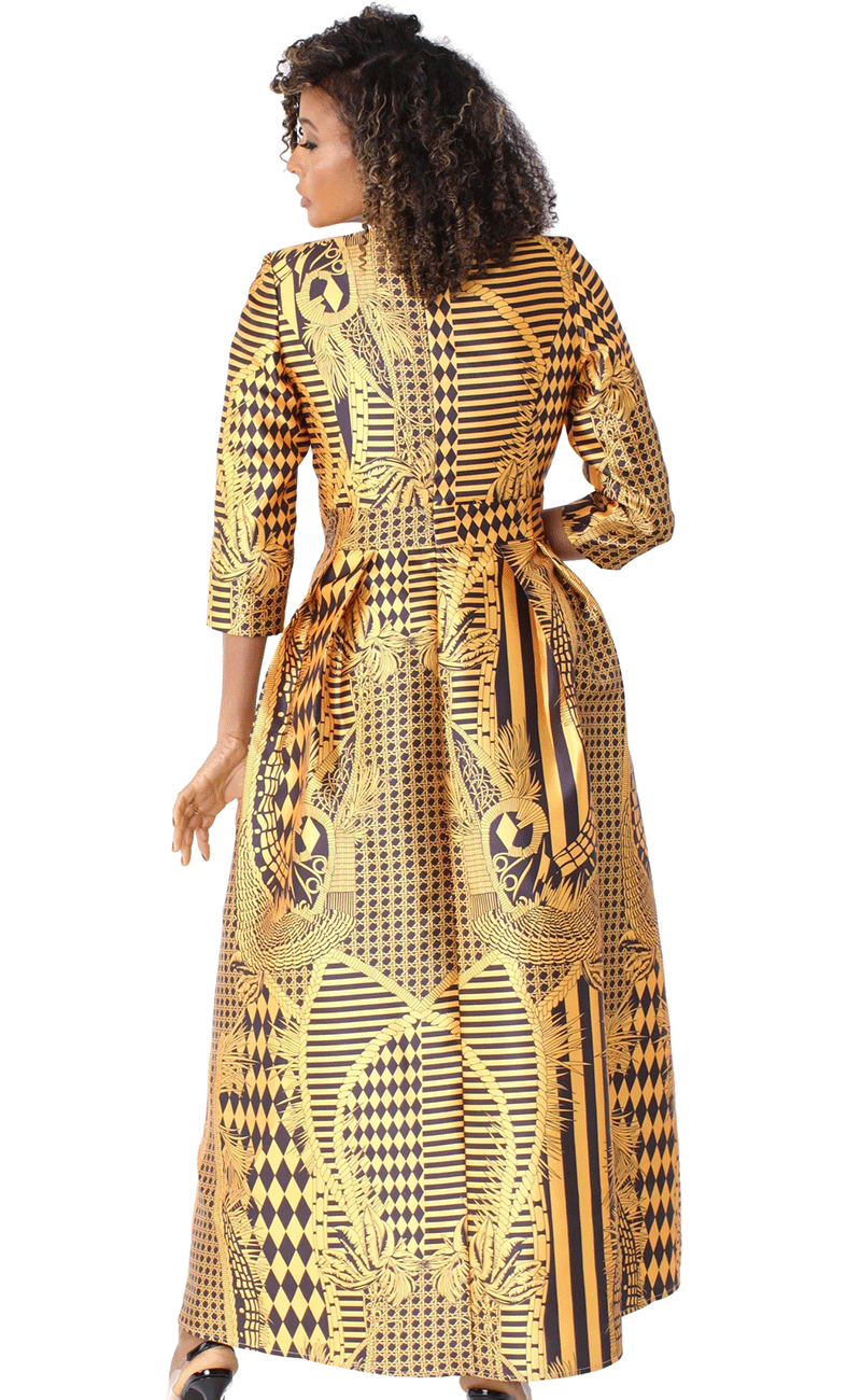 Tally Taylor Church Dress 4497-Gold/Black