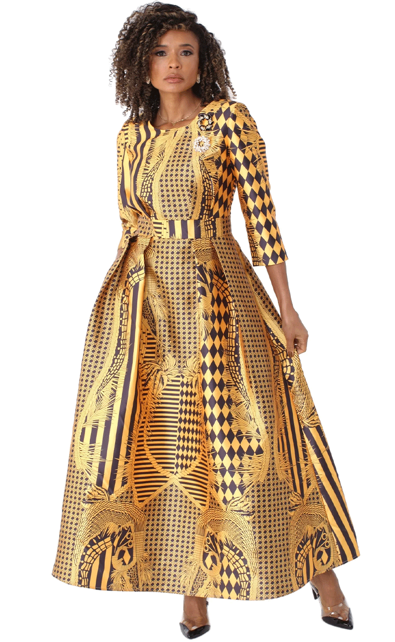 Tally Taylor Church Dress 4497-Gold/Black