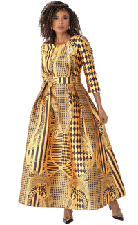 Tally Taylor Church Dress 4497-Gold/Black