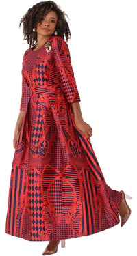 Tally Taylor Church Dress 4497C-Fire Red/Navy - Church Suits For Less
