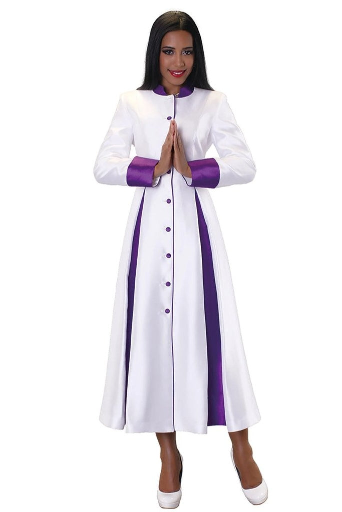 Tally Taylor Robe 4544C-White/Purple - Church Suits For Less