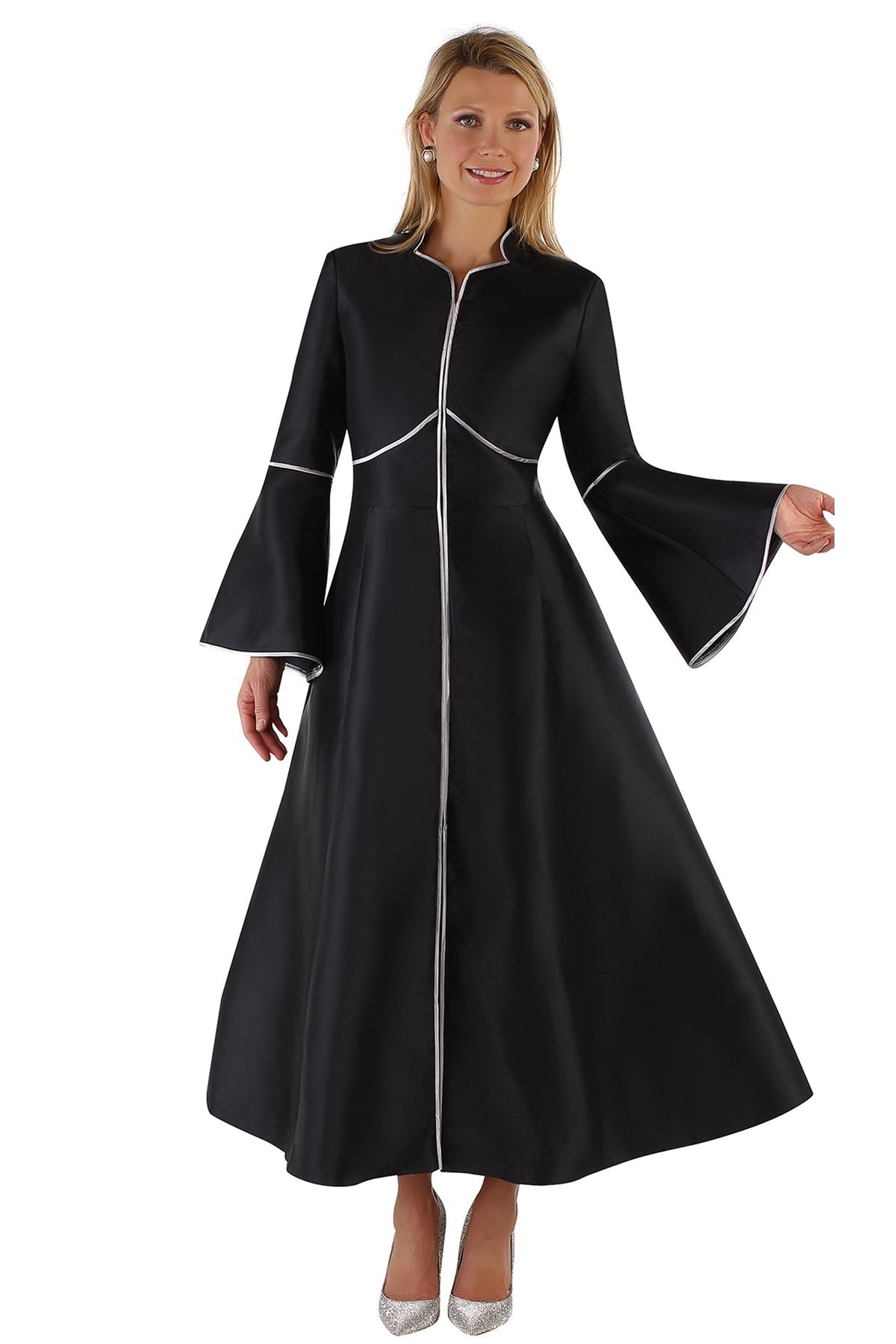 Tally Taylor Church Robe 4731C-Black/Silver - Church Suits For Less