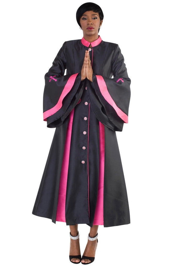 Tally Taylor Robe 4615C-Black/Fuchsia - Church Suits For Less