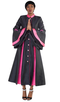 Tally Taylor Robe 4615C-Black/Fuchsia - Church Suits For Less