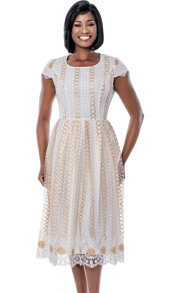 Terramina Church Dress 7252-Off-White - Church Suits For Less