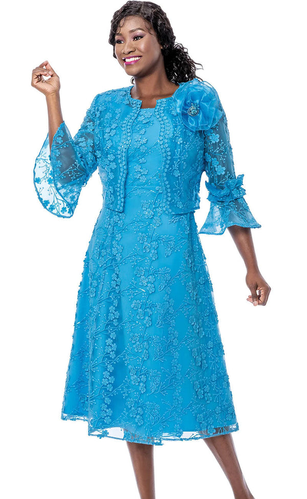 Terramina Church Dress 7253-Turquoise - Church Suits For Less