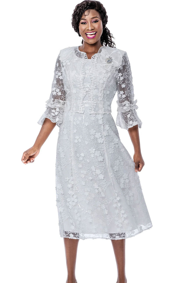 Terramina Church Dress 7253-White - Church Suits For Less