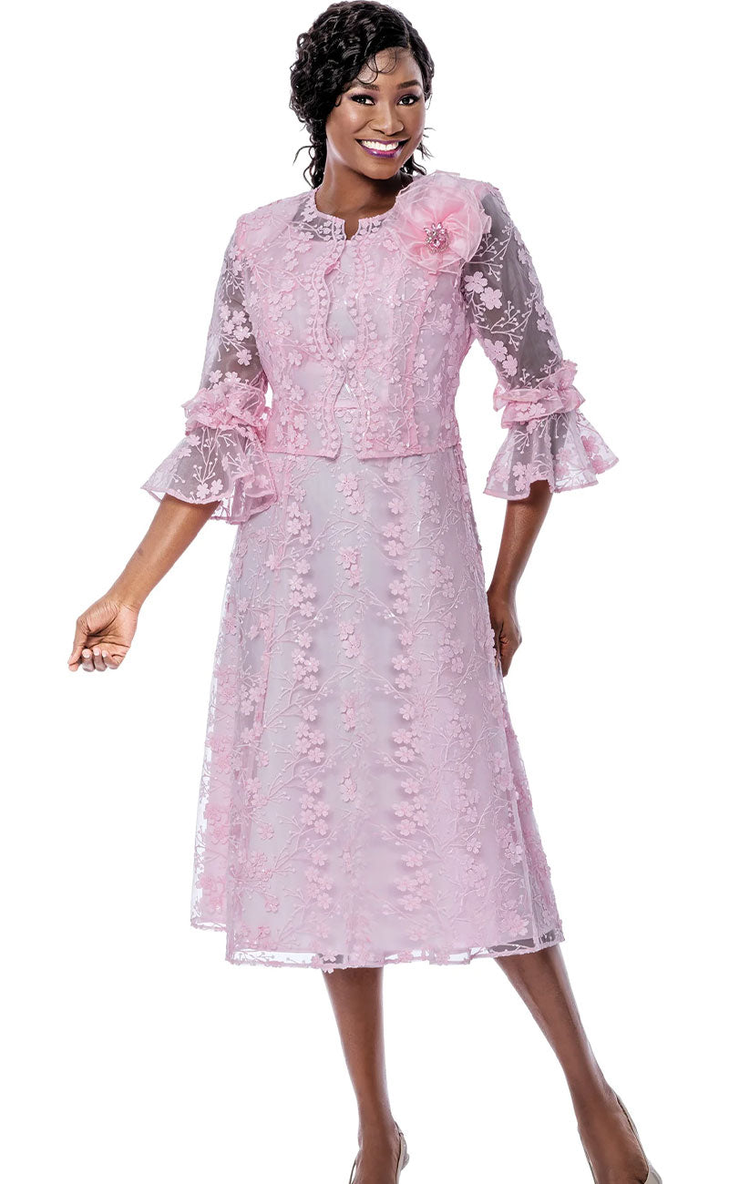 Terramina Church Dress 7253-Pink - Church Suits For Less