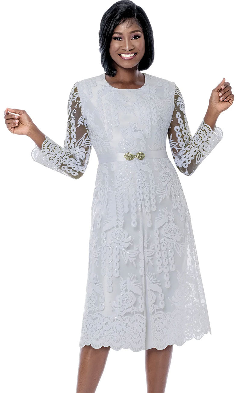 Terramina Church Dress 7288-White - Church Suits For Less