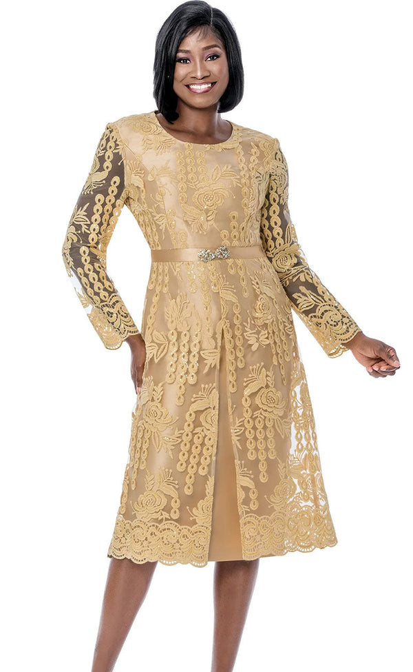 Terramina Church Dress 7288-Gold - Church Suits For Less