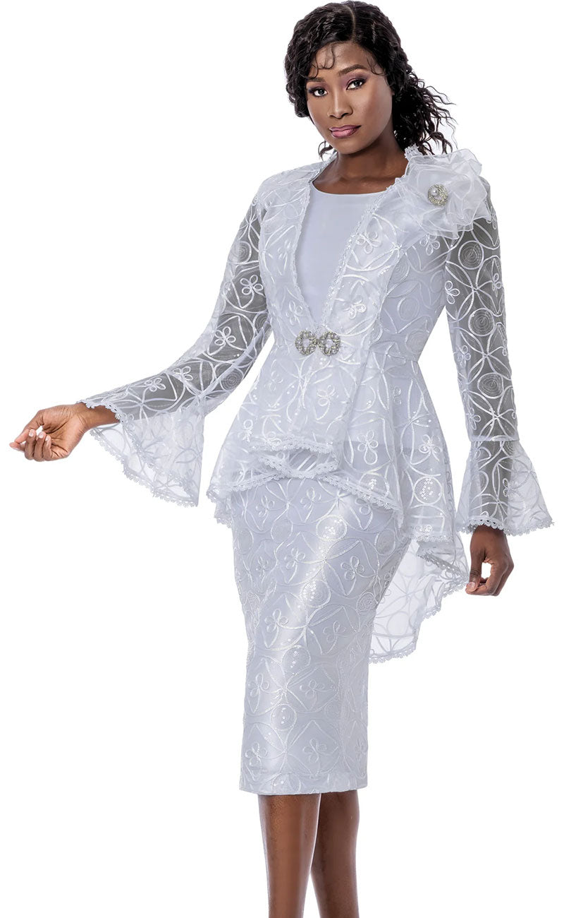 Terramina Church Suit 7184-White - Church Suits For Less