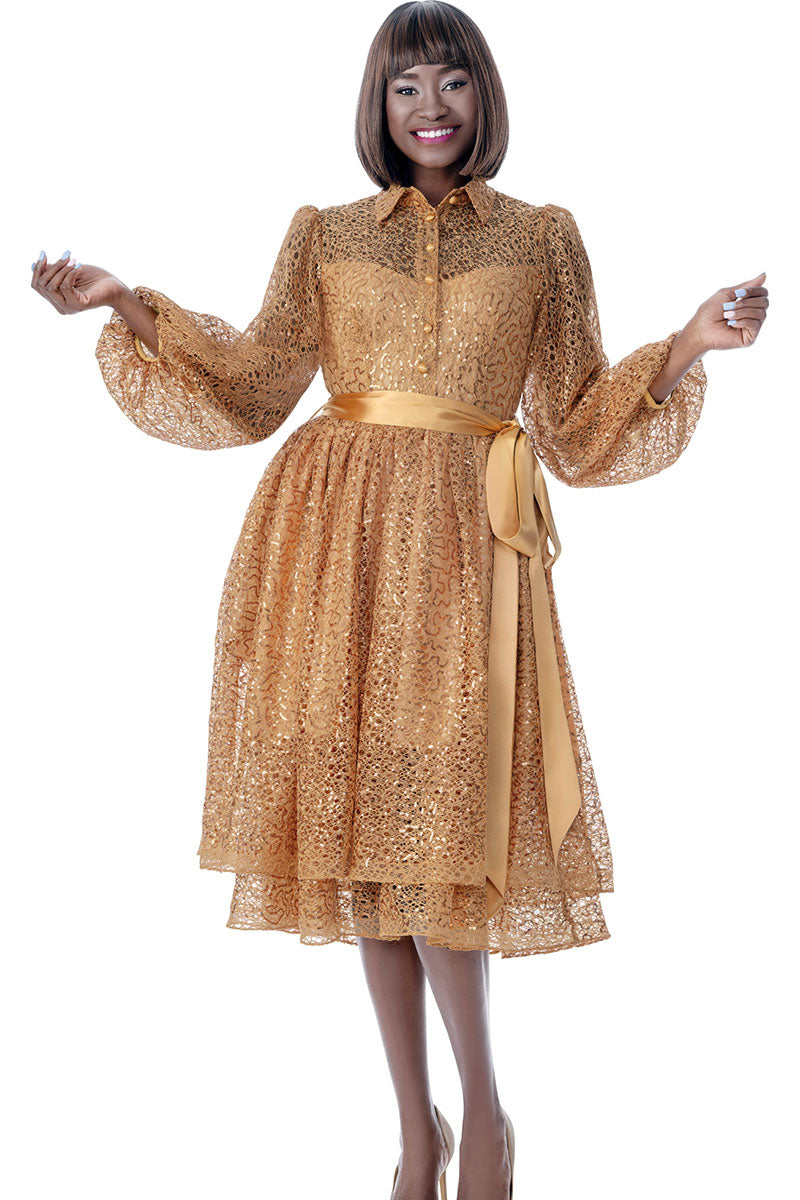 Terramina Church Dress 7067C-Gold