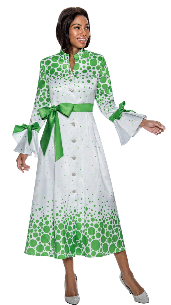 Terramina Church Dress 7072C-Lime/White