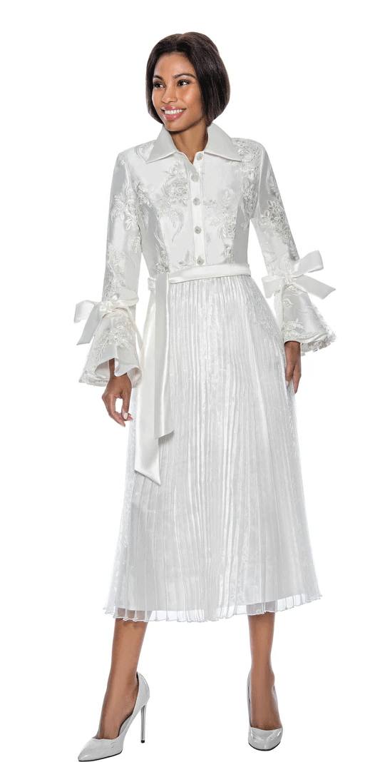 Terramina Church Dress 7054C-White - Church Suits For Less