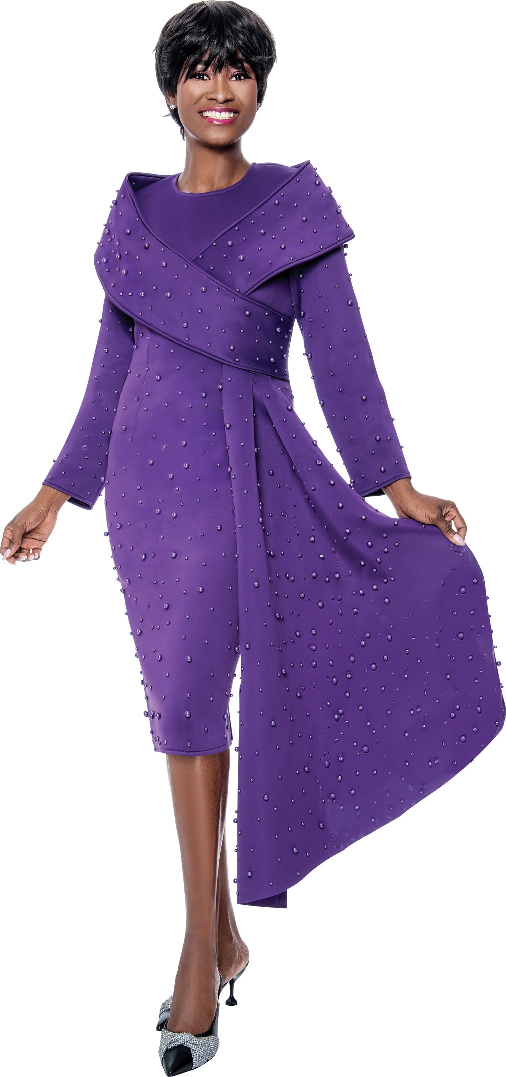 Terramina Church Dress 7111-Purple - Church Suits For Less