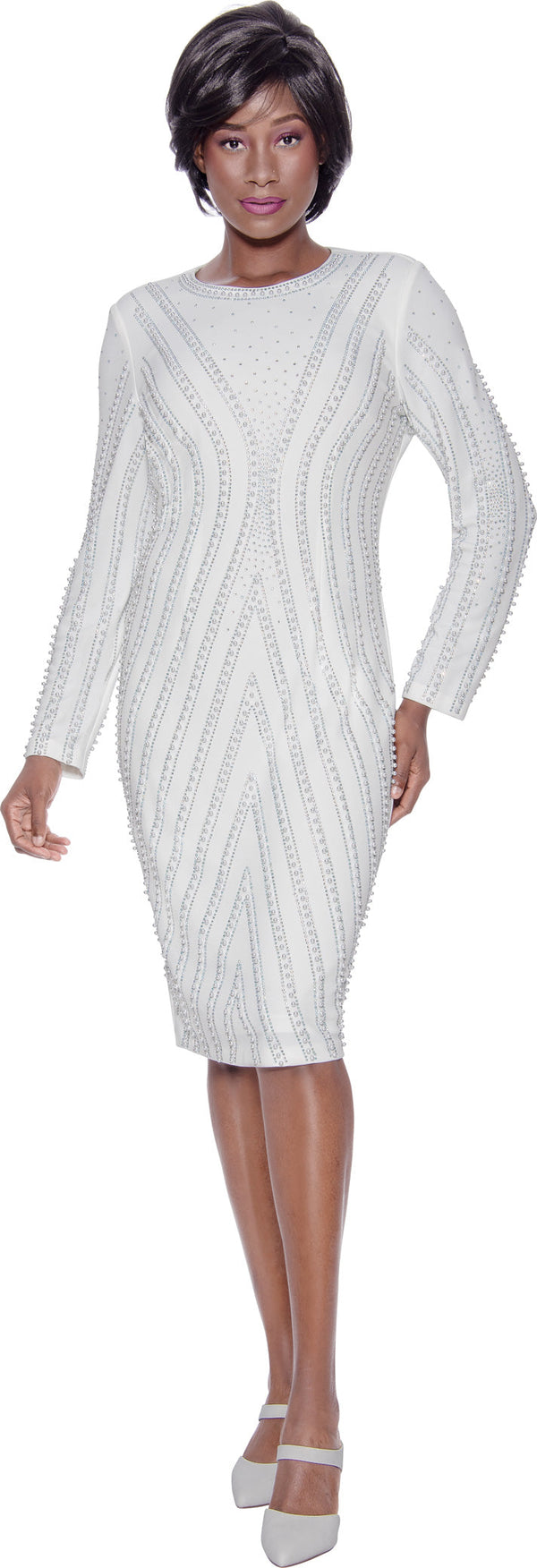 Terramina Church Dress 7143-Off-White - Church Suits For Less