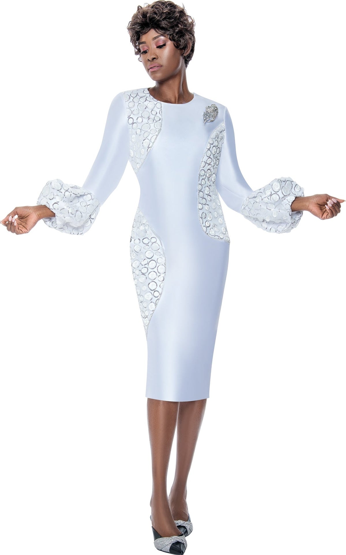 Terramina Church Dress 7208-White - Church Suits For Less