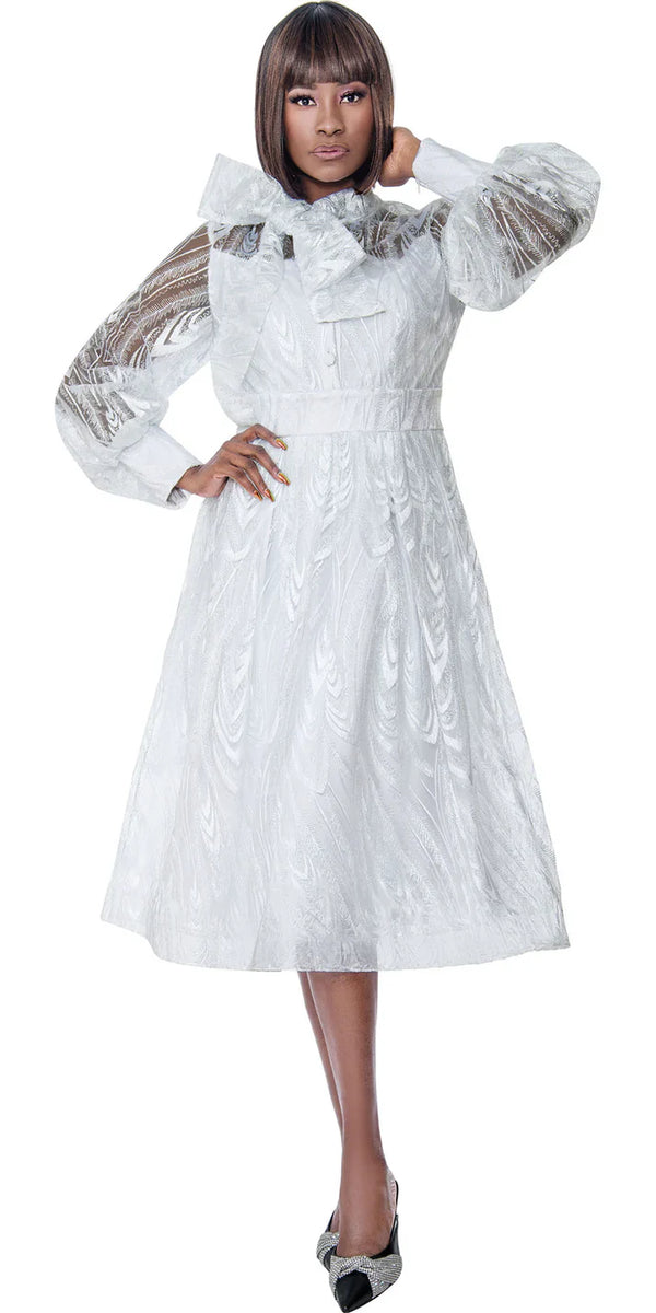 Terramina Church Dress 7155-White - Church Suits For Less