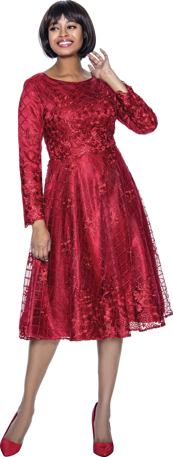 Terramina Church Dress 7975-Burgundy - Church Suits For Less