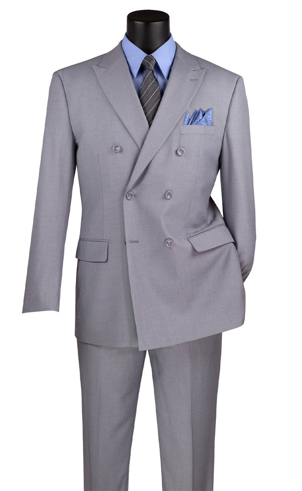 Double Breasted Men Suit DC900-1-Grey - Church Suits For Less