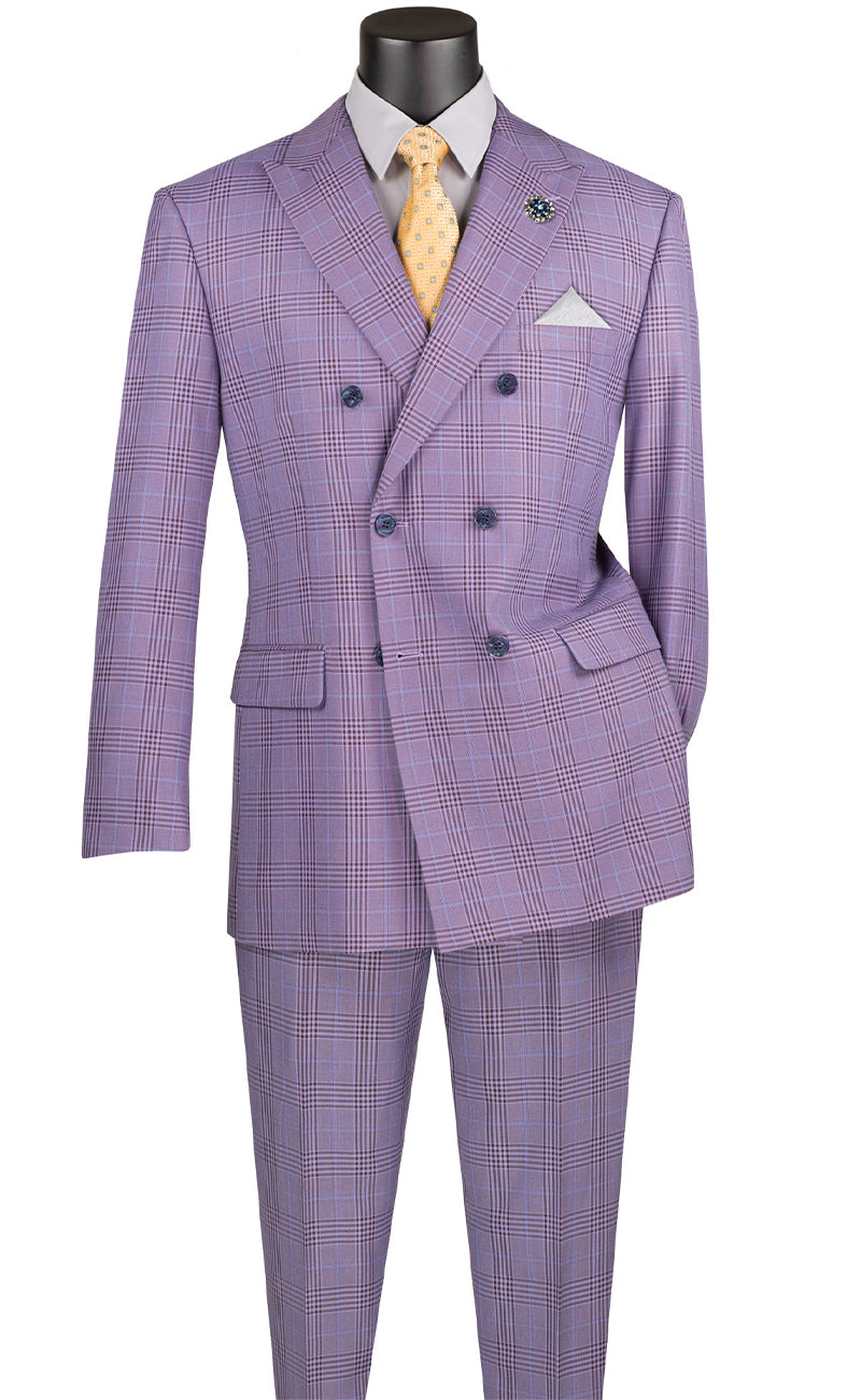 Double Breasted Men Suit DRW-2-Light Purple - Church Suits For Less