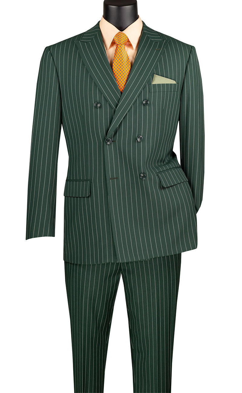 Double Breasted Men Suit DSS-4-Hunter Green - Church Suits For Less