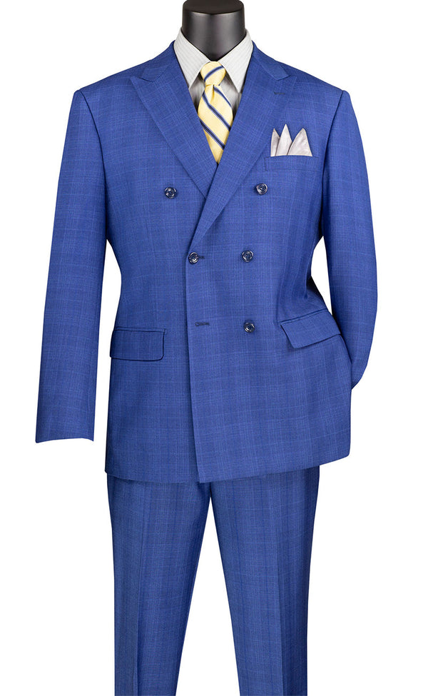 Double Breasted Men Suit DRW-1 Blue - Church Suits For Less