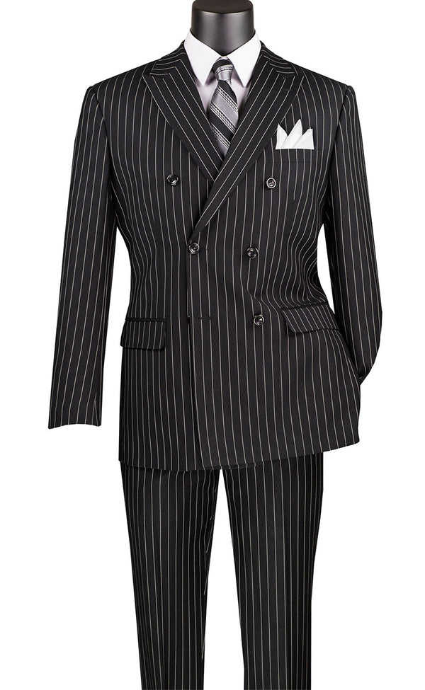 Double Breasted Men Suit DSS-4-Black - Church Suits For Less